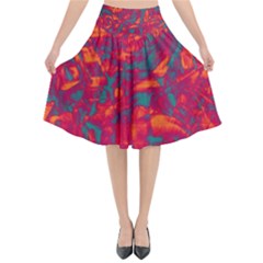 Pattern Flared Midi Skirt