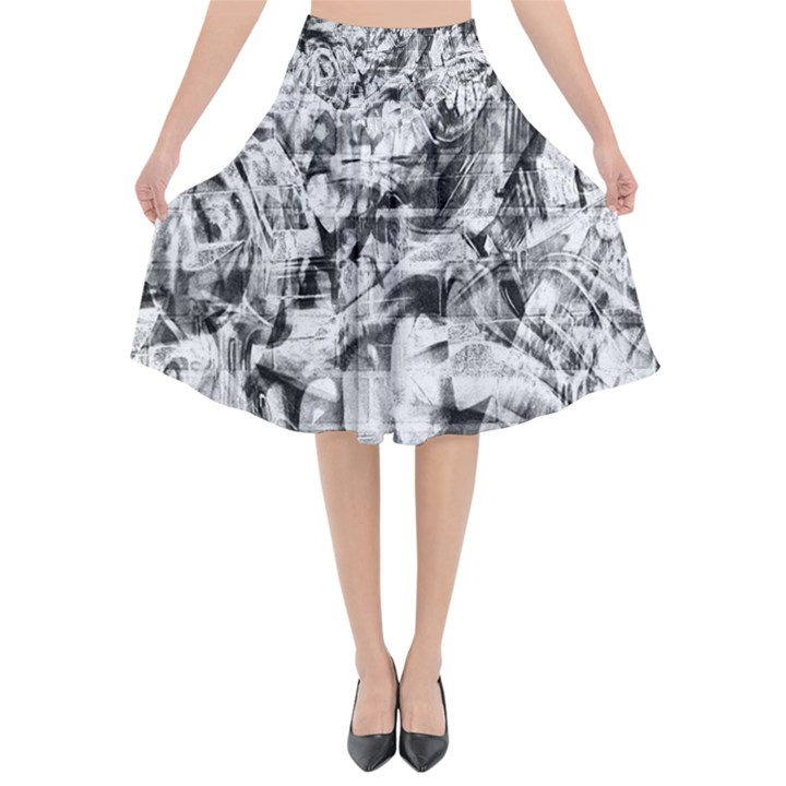 Pattern Flared Midi Skirt