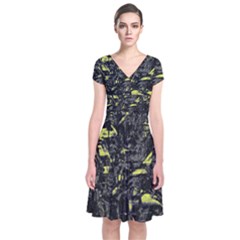 Pattern Short Sleeve Front Wrap Dress