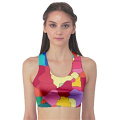 Colorful Leather Pieces       Women s Sports Bra by LalyLauraFLM