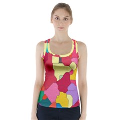 Colorful Leather Pieces              Racer Back Sports Top by LalyLauraFLM