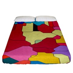 Colorful Leather Pieces            Fitted Sheet (king Size) by LalyLauraFLM