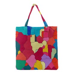 Colorful Leather Pieces             Grocery Tote Bag by LalyLauraFLM