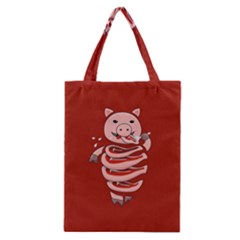 Red Stupid Self Eating Gluttonous Pig Classic Tote Bag by CreaturesStore