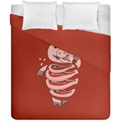 Red Stupid Self Eating Gluttonous Pig Duvet Cover Double Side (california King Size) by CreaturesStore