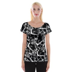 Skulls Pattern Women s Cap Sleeve Top by ValentinaDesign