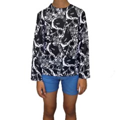 Skulls Pattern Kids  Long Sleeve Swimwear by ValentinaDesign