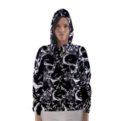 Skulls Pattern Hooded Wind Breaker (women) by ValentinaDesign