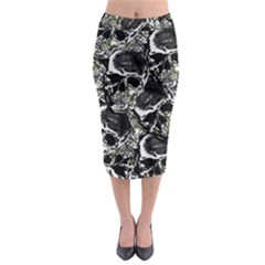 Skulls Pattern Midi Pencil Skirt