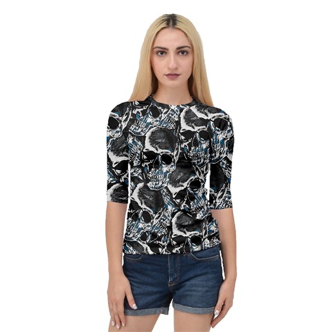 Skulls Pattern Quarter Sleeve Tee by ValentinaDesign