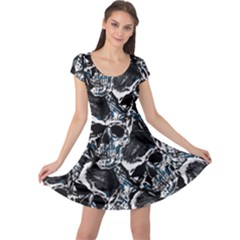 Skulls Pattern Cap Sleeve Dresses