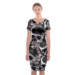 Skulls Pattern Classic Short Sleeve Midi Dress