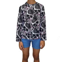 Skulls Pattern Kids  Long Sleeve Swimwear by ValentinaDesign