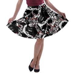 Skull Pattern A-line Skater Skirt