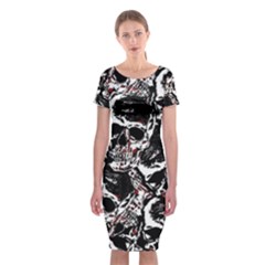 Skull Pattern Classic Short Sleeve Midi Dress by ValentinaDesign