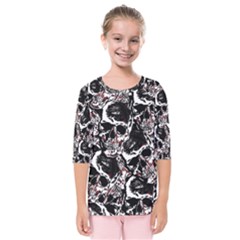 Skull Pattern Kids  Quarter Sleeve Raglan Tee