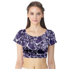 Skull Pattern Short Sleeve Crop Top (tight Fit) by ValentinaDesign