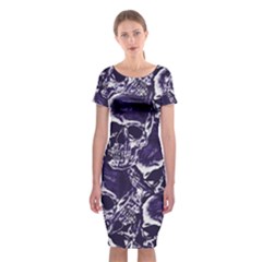 Skull Pattern Classic Short Sleeve Midi Dress by ValentinaDesign