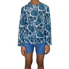 Skull Pattern Kids  Long Sleeve Swimwear by ValentinaDesign