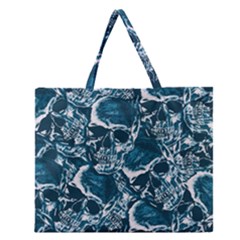 Skull Pattern Zipper Large Tote Bag by ValentinaDesign