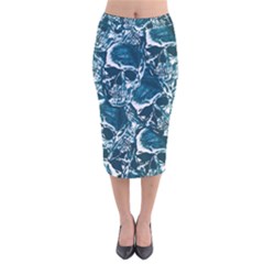 Skull pattern Velvet Midi Pencil Skirt