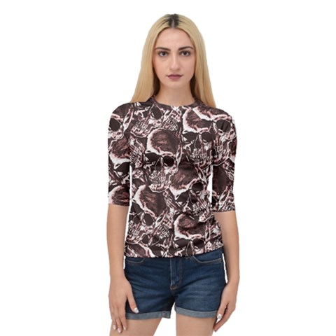 Skull Pattern Quarter Sleeve Tee by ValentinaDesign