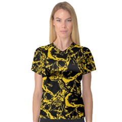 Skull Pattern Women s V-neck Sport Mesh Tee