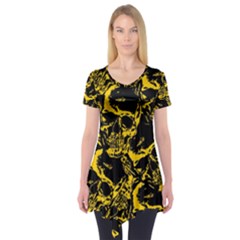 Skull Pattern Short Sleeve Tunic  by ValentinaDesign