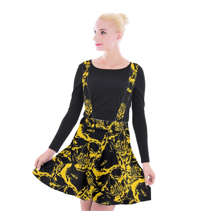 Skull pattern Suspender Skater Skirt