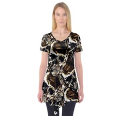 Skull Pattern Short Sleeve Tunic  by ValentinaDesign