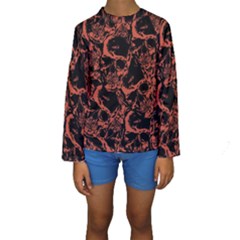 Skull Pattern Kids  Long Sleeve Swimwear by ValentinaDesign