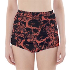 Skull Pattern High-waisted Bikini Bottoms