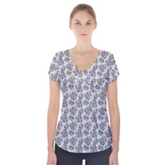 Floral Pattern Short Sleeve Front Detail Top by ValentinaDesign