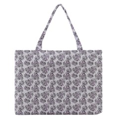 Floral Pattern Medium Zipper Tote Bag