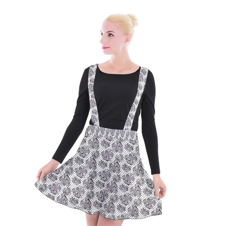 Floral pattern Suspender Skater Skirt