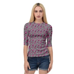 Floral Pattern Quarter Sleeve Tee