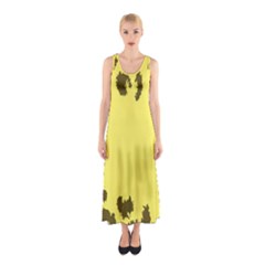 Banner Polkadot Yellow Grey Spot Sleeveless Maxi Dress by Mariart