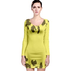 Banner Polkadot Yellow Grey Spot Long Sleeve Bodycon Dress by Mariart