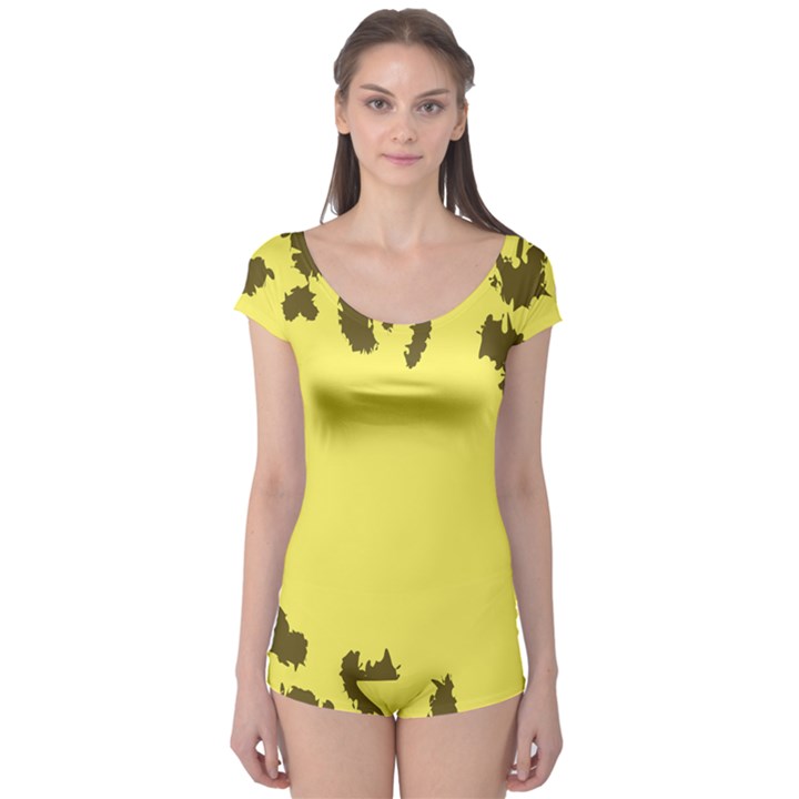 Banner Polkadot Yellow Grey Spot Boyleg Leotard 