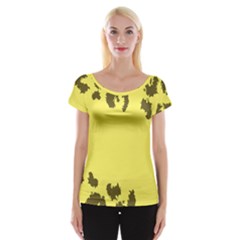 Banner Polkadot Yellow Grey Spot Women s Cap Sleeve Top by Mariart