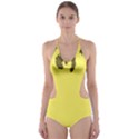 Banner Polkadot Yellow Grey Spot Cut-Out One Piece Swimsuit View1