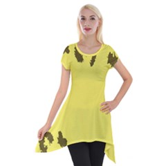 Banner Polkadot Yellow Grey Spot Short Sleeve Side Drop Tunic by Mariart