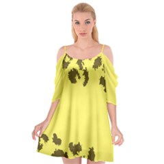 Banner Polkadot Yellow Grey Spot Cutout Spaghetti Strap Chiffon Dress