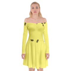 Banner Polkadot Yellow Grey Spot Off Shoulder Skater Dress