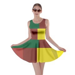 Albers Out Plaid Green Pink Yellow Red Line Skater Dress by Mariart