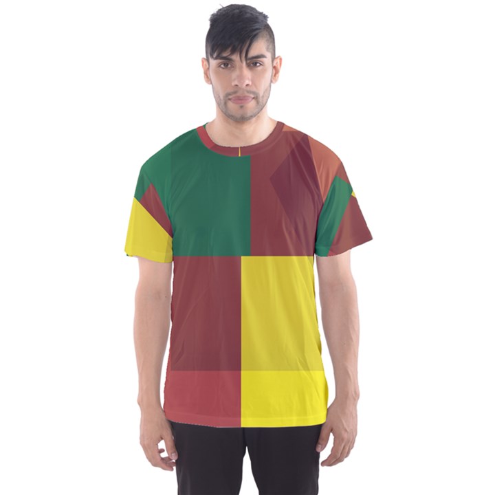 Albers Out Plaid Green Pink Yellow Red Line Men s Sport Mesh Tee