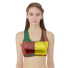 Albers Out Plaid Green Pink Yellow Red Line Sports Bra With Border by Mariart