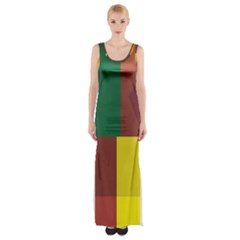 Albers Out Plaid Green Pink Yellow Red Line Maxi Thigh Split Dress by Mariart