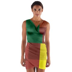 Albers Out Plaid Green Pink Yellow Red Line Wrap Front Bodycon Dress by Mariart