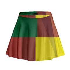 Albers Out Plaid Green Pink Yellow Red Line Mini Flare Skirt by Mariart